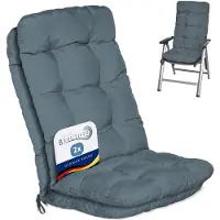 Beautissu Flair HL Stoelkussen Set 2x Hoge Rugleuning 120x50x8 cm Duifblauw – Tuinstoelkussen