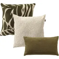 Dutch decor - KUSSENSET - 3-delig - Forest Blend - 45x45 cm, 30x50 cm - inclusief binnenkussens - groen, beige - Met Ritssluiting – Decoratie Kussens - Comfortabele kussentjes voor op de Bank