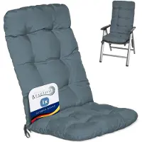 Beautissu Flair HL Stoelkussen Hoge Rugleuning 120x50x8 cm Duifblauw – Tuinstoelkussen