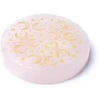 Phoenix Gegraveerde minerale schijf Rozenkwarts, manen en sterren - set van 2 stuks - ± 5 cm - ±5cm
