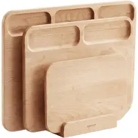 Safecourt Kitchen 3 delige houten snijplanken set [100% vrij van microplastics] - inclusief opbergstand - FSC gecertificeerd berkenhout