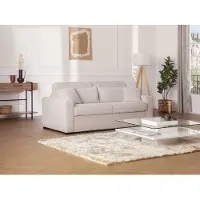 Vente-unique Slaapbank – 4 zitplaatsen – Crèmewitte stof – Express-uitklapmechanisme – Matrasbreedte: 160 cm – Matrasdikte: 16 cm – MONDOVI