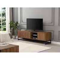 Vente-unique Tv-meubel met 3 deuren en 2 nissen - Mdf - Naturel en zwart - CARATANA