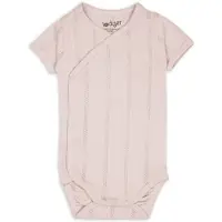 Lodger Romper met korte mouwen - Pointelle - Roze - Maat 56 - bio katoen - Overslag romper