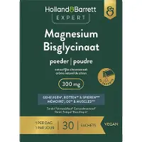 Holland & Barrett 1+1 gratis | Expert Magnesium Bisglycinaat Poeder 300 mg - 30 sachets