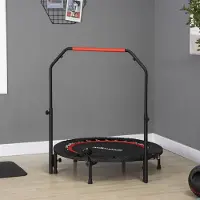 OKWISH Fitnesstrampoline – Verstelbare Handgreep Met Monitor – 102 Cm – Kunststof En Staal – Zwart – Opvouwbaar