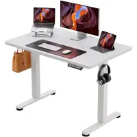 Ergear Elektrisch Sta Zit Bureau 100 X 60 Cm - In Hoogte Verstelbaar - Slim Bedieningspaneel Met 4 Geheugenstanden - Compact Split Werkblad - Inclusief Tas Haak - Ideaal Voor Thuiskantoor