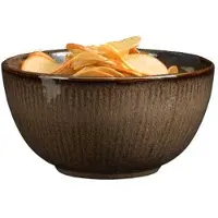 Mica Decorations Serveer/chips schaaltje Nusa - bruin - 14 x 7 cm - keramiek - kommetjes