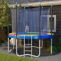 OKWISH Trampoline Randafdekking – Veiligheidsbescherming – Ø244 Cm – Kunststof – Veelkleurig – Weerbestendig En Uv-Bestendig