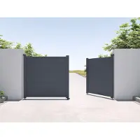 Vente-unique Vleugeltuinhek in aluminium zonder doorkijk L305 x H150 cm donkergrijs - NAZARIO