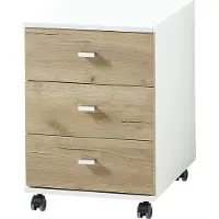 Markenlos Ladeblok met wielen - wit/imitatie eikenhout - 3 lades - 40 x 57 x 49 cm
