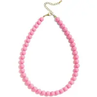 Yehwang Beady Babe Ketting | RVS & Resin | Bubbelgum Roze | Kralenketting | Verstelbaar | Best Jewelry Gift