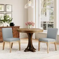 Glamour Luxe Scandinavische Landelijke Eetkamerstoelen Set van 2 – Stoffen Bekleding, Comfortabele Keukenstoelen 57D x 48,5B x 84H cm – Grijs