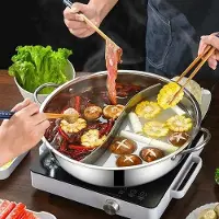 Famanu Dubbele pan van 30 cm, roestvrij staal, Shabu Hotpot met verdelers