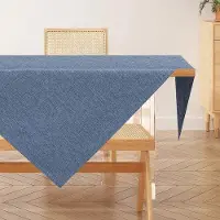 OEM Waterbestendige polyester tafelkleed, blauw, 80x80 cm, met linnenlook, geschikt voor woonkamer, eetkamer, balkon en tuin
