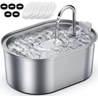 OEM Stille waterfontein van 3,2 liter voor katten en honden, gemaakt van roestvrij staal, met 4 actieve koolfilters