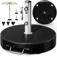 Tillvex Graniet Parasoldvoet met Wielen & Telescoopgreep 27 kg Rond | Parasoldvoet Parasol met RVS Buis | Balkonparasoldvoet voor Parasolstokken 16-48 mm & 250 cm Parasoldiameter