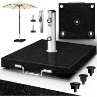 Tillvex Graniet Parasoldvoet met Wielen & Transportgreep 27 kg Vierkant | Parasoldvoet Parasol met RVS Buis | Balkonparasoldvoet voor Parasolstokken 16-48 mm & 250 cm Parasoldiameter