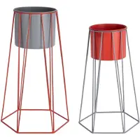 PT Living Bloempot Set Cool Retro Mouse Grey Bright Scarlet Red (Set van 2)
