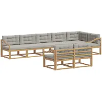 vidaXL Buiten bank set 6 st Wit en Lichtgrijs Polyester