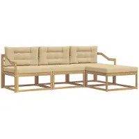 vidaXL Buiten bank set 4 st Wit en Beige Polyester