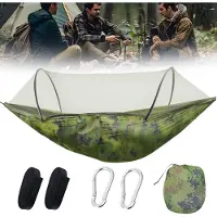 Dnntunk Hangmat - Dubbele en Enkele - Hangmatten - Draagbare Hangmat met Boomtouwen - Lichtgewicht Nylon Parachute - Hangmatten Camping met Muggennet - Groen