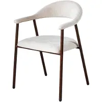 Lizzely Garden & Living SET DEAL: 4 stuks Eetkamerstoel Japandi beige stof Mika walnoot japanse eetstoel minimalistisch zetel