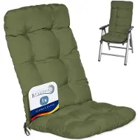 Beautissu Flair HL Stoelkussen Hoge Rugleuning 120x50x8 cm Olijfgroen – Tuinstoelkussen