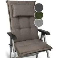 Beautissu Tuinkussen Hoge Rug Zitkussen 120x52cm HighLux HL – Set van 7 Stoelkussen voor Tuinstoelen 7cm dik Lichtgrijs – Made in EU