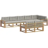 vidaXL Tuinset met 6 zitplaatsen, wit en lichtgrijs, polyester