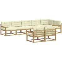 vidaXL Buitenloungeset, 6-delig, wit en crème, polyester