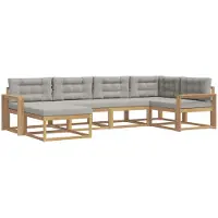 vidaXL Buiten bank set 5 st Wit en Lichtgrijs Polyester