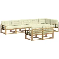 vidaXL Buitenloungeset, 6-delig, wit en crème, polyester