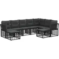 vidaXL Buitenbankset zwart en donkergrijs, polyester
