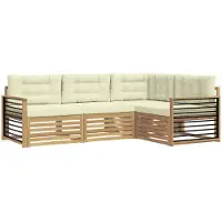 vidaXL Buiten bank set 5 st Wit en crèmekleurig Polyester