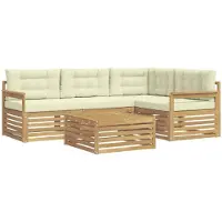vidaXL Buiten bank set 6 st Wit en crèmekleurig Polyester