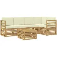 vidaXL Buiten bank set 6 st Wit en crèmekleurig Polyester