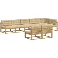 vidaXL Tuinset met 6 zitplaatsen, wit en beige, polyester