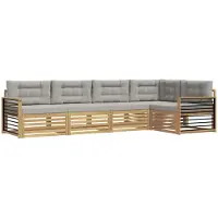 vidaXL Buiten bank set 6 st Wit en Lichtgrijs Polyester