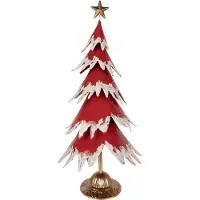 Clayre & Eef Kerstdecoratie Beeld Kerstboom 39x31x84 cm Rood Metaal