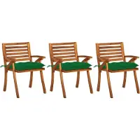 The Living Store Tuinstoelen 3 st met kussens massief acaciahout - Tuinstoelen - Acacia Hout - Eetkamerstoelen - Tuinset - Outdoor Furniture