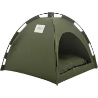 INF Zomer koelende huisdier tent - ademend opvouwbaar buitenhuisdier bed, draagbare stoffen schuilplaats voor kleine honden en katten DarkGreen L