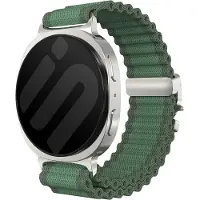 Strap-it Outdoor nylon bandje met P-buckle - horlogebandje geschikt voor Samsung Galaxy Watch 9 (40/44mm) / Watch 8 (40/44mm) / Classic (46mm) - groen/zilver