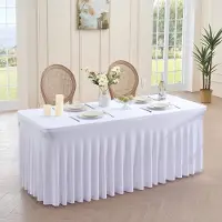 Unyqoos Set van twee elegante witte spandex tafelkleden met rok voor evenementen