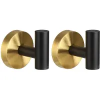 Unyqoos Set van twee stijlvolle wandhaken in zwart-goud voor badkamer en keuken