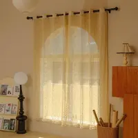Unyqoos Vintage Bohemian Gordijnenset met Geborduurde Kwastjes voor Woonkamer en Slaapkamer, Set van 2, Beige