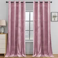 Unyqoos Roze fluwelen verduisteringsgordijnen set met thermische isolatie en geluidsreductie 140 x 175 cm