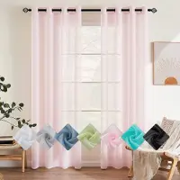Unyqoos Transparante Voilegordijnen Set met Ingestanste Ringen voor Slaapkamer en Woonkamer, 140 x 245 cm, Roze
