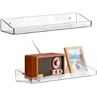 Unyqoos Set van 2 veelzijdige acryl zwevende wandrekken voor elke kamer zonder boren