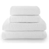 Unyqoos Luxe set van vier witte katoenen handdoeken voor badkamer en wastafel
